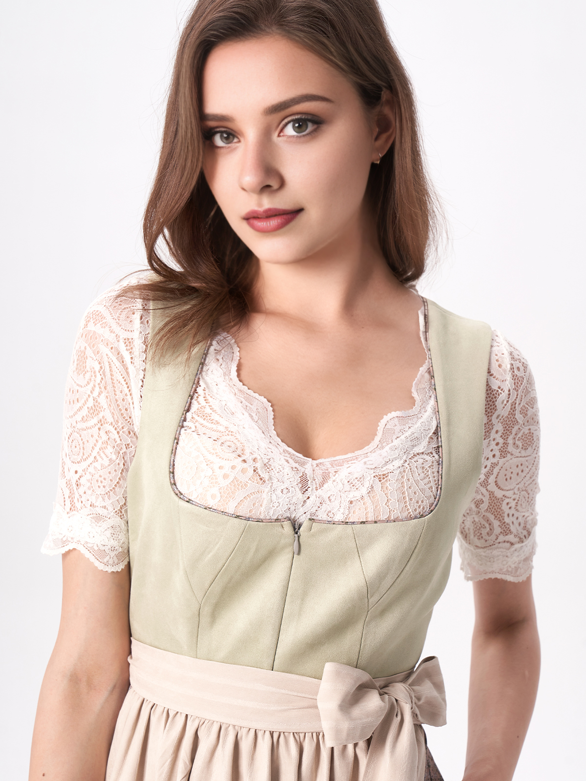 Dirndl mit Reißverschluss vorne in Grün