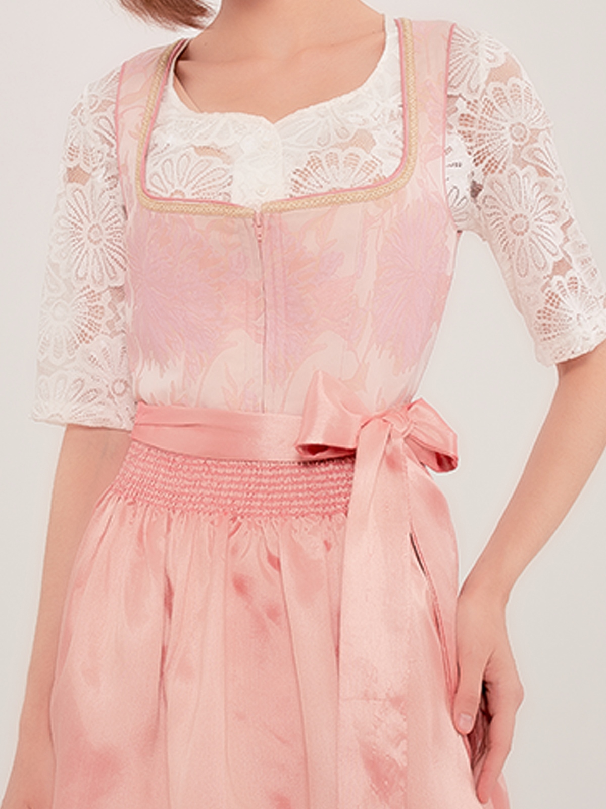 Dirndl Bluse Langarm in Rosa