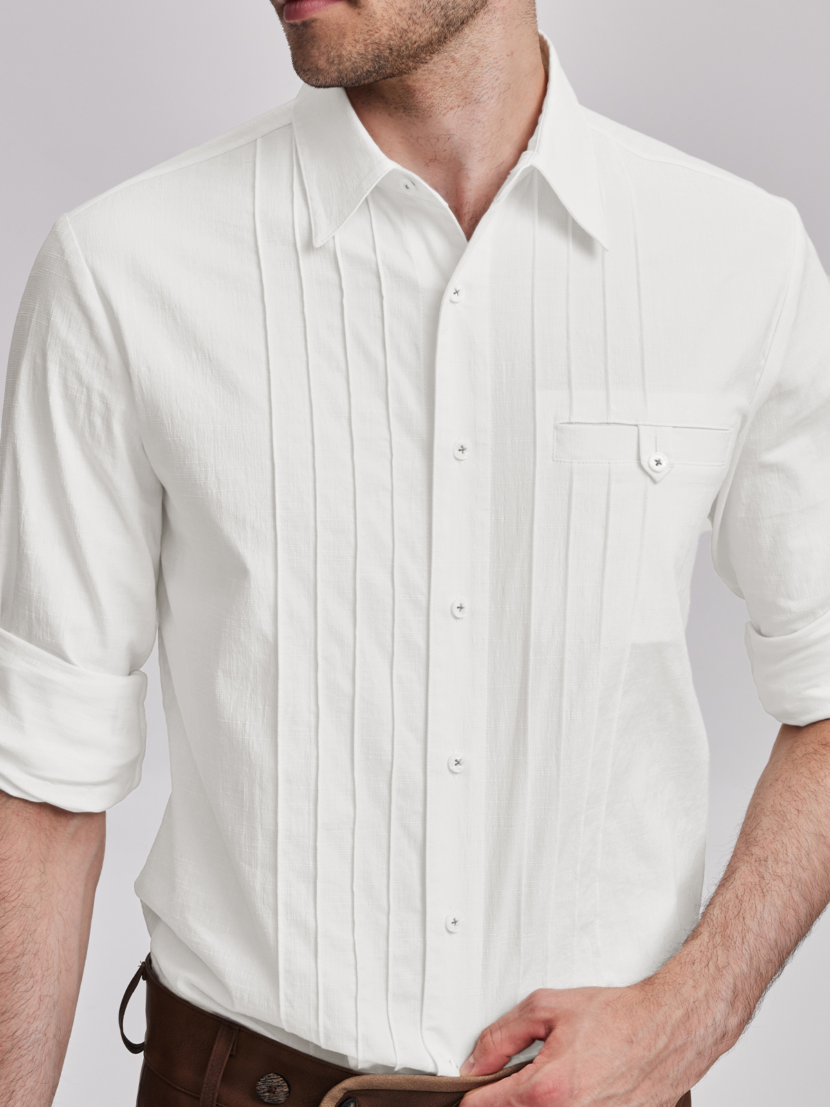Moderne Dirndlbluse Langarm in Weiß